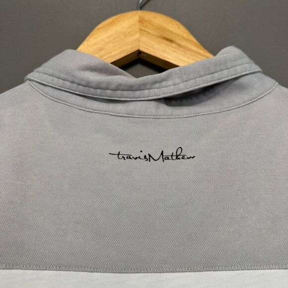 Travis Mathew White Striped Polo Shirt Small Logo Golf Polo Mens Size XLarge - Picture 12 of 16